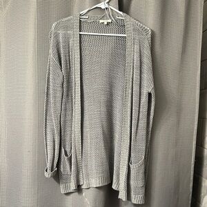 Gray Open Knit Cardigan